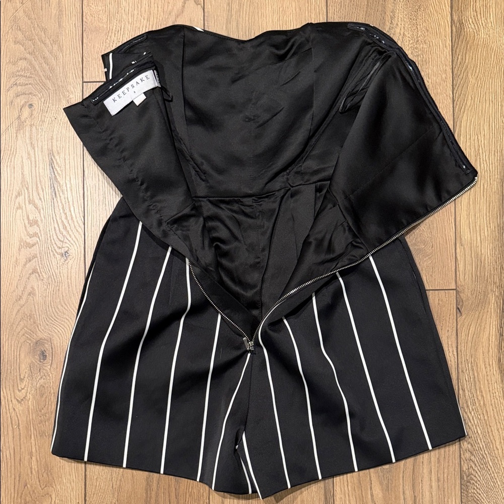 KEEPSAKE the Label Black Strapless Pinstripe Romper - Picture 4 of 5